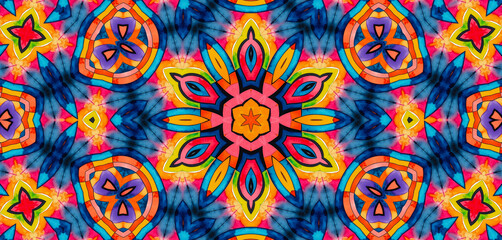 Bright multicolor background with colorful abstract kaleidoscopic pattern