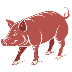 Fototapeta premium Cartoon Illustration of a Brown Pig