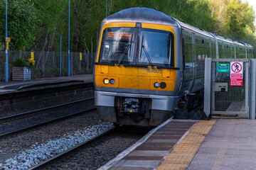 English British Rail Railways passenger suburban station. Commuter traffic in the suburbs of the West Midlands England UK. 