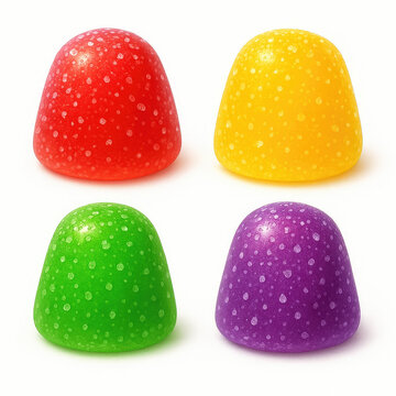 Colorful gumdrop candy with sugar dots red yellow green and purple