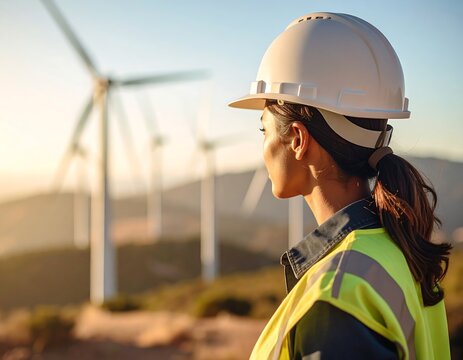 Woman engineer at wind farm
