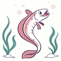 Whimsical Cartoon Fish Swimming Underwater