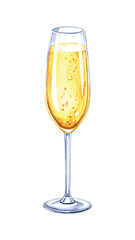 Elegant Watercolor Champagne Glass Illustration