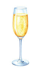 Elegant Watercolor Champagne Glass Illustration