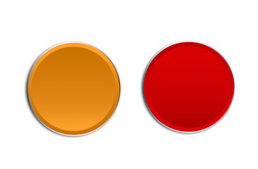 Orange and Red round Buttons with flat design Isolated On PNG Transparent Background