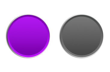 Purple and Grey round Buttons with flat design Isolated On PNG Transparent Background