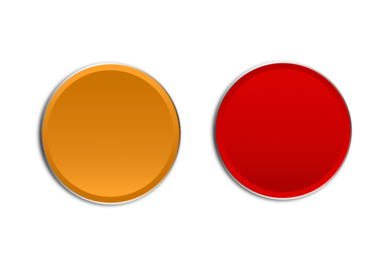 Orange and Red round Buttons with flat design Isolated On PNG Transparent Background