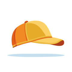 Orange and Yellow Baseball Cap Illustration Stylish Sun Visor Headwear Accessory