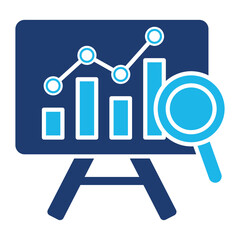 Analysis Icon In Blue Monochrome Flat Design, Vector Illustration