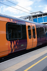 English British Rail Railways passenger suburban station. Commuter traffic in the suburbs of the West Midlands England UK. 