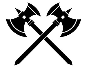 Two Crossed axes  black silhouette vector,axes   icon