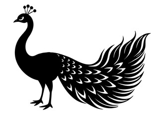 Peacock   icon.Elegant Peacock  silhouette vector illustration