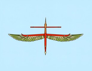 Obraz premium Egyptian winged emblem on light blue background
