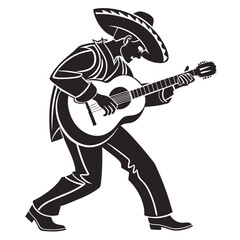 Fototapeta premium Mexican Guitarist Silhouette Illustration