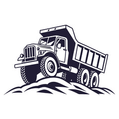 Dump Truck Illustration on a Hill
