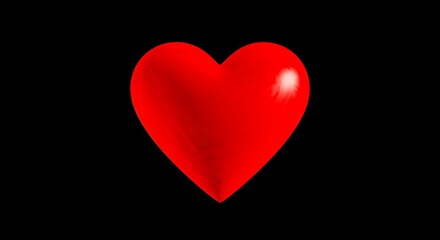 Red Heart Shape With Glossy Surface On Black love symbol