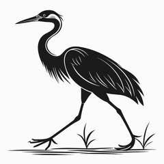 Obraz premium Elegant Heron Walking Silhouette Design