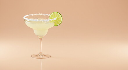Classic Margarita Cocktail with Lime and Salt Rim