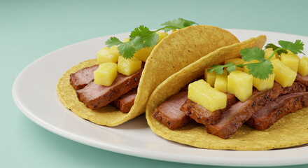 Delicious Al Pastor Tacos with Pineapple and Cilantro
