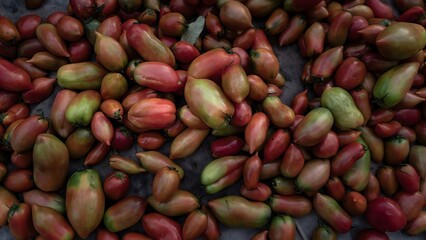 Colorful Fresh Tomatoes at Bustling Farmers Market with Vibrant Red Green Heirloom Varieties Display