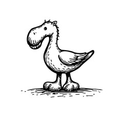 Quirky creature illustration: Cartoon hippopotamus bird fusion character in a cute and whimsical style suitable for children