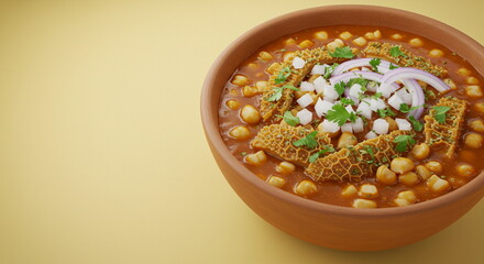 Delicious Menudo Soup with Tripe, Hominy and Garnishes