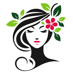 beautiful woman head logo