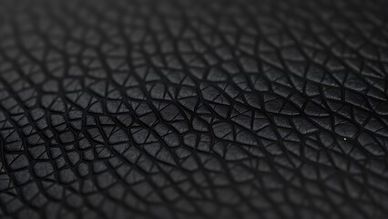 Detailed close-up of black leather texture, highlighting natural grain and sophisticated material quality.