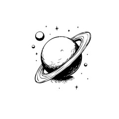 Hand drawn saturn illustration showcasing cosmic beauty and artistic detail for space exploration enthusiasts and art lovers