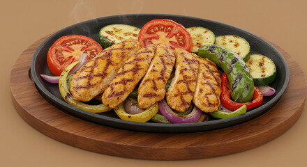 Grilled Chicken Fajita Platter with Vegetables