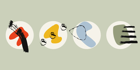 Abstract doodle shapes combined with grunge textured brush strokes