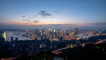 Chongqing Evening Cityscape with Jialing River Glow - China Urban Destination Travel View