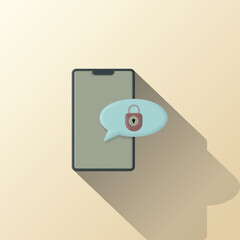 smartphone icon, chat bubble, and padlock, illustration of chat security, locked chat, suitable for chat applications, live chat, business, and etc.