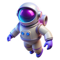 3d rendered astronaut floating in deep space with reflective purple visor and detailed suit transparent background