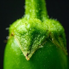 Close-up of a vibrant green eggplant bud