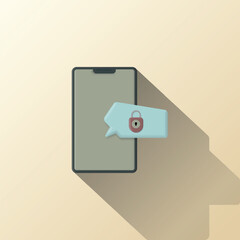 smartphone icon, chat bubble, and padlock, illustration of chat security, locked chat, suitable for chat applications, live chat, business, and etc.
