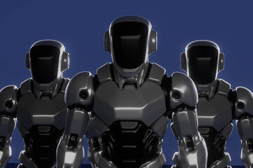 Three robots standing in a row