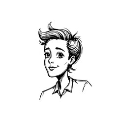 Charming portrait of a young woman with stylish short hair and a playful expression vector style