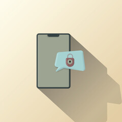 smartphone icon, chat bubble, and padlock, illustration of chat security, locked chat, suitable for chat applications, live chat, business, and etc.