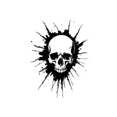 Fototapeta premium A captivating skull illustration with an intense burst of dark energy surrounding it, creating a striking design