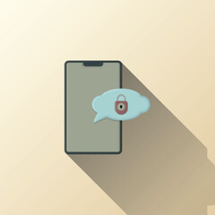 smartphone icon, chat bubble, and padlock, illustration of chat security, locked chat, suitable for chat applications, live chat, business, and etc.