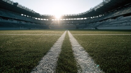 Obraz premium Empty stadium field with white lines