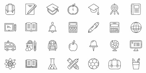 Back to School Hand Drawn Line Icons Collection