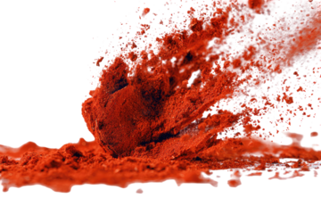 Satellite view of a large, reddish-brown cloud formation over land.  Coastal area visible