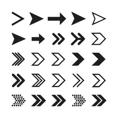 A vector icon set of various black arrows for web design
