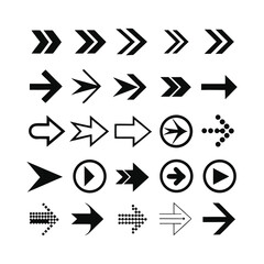 A vector icon set of various black arrows for web design
