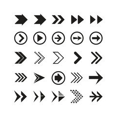 A vector icon set of various black arrows for web design
