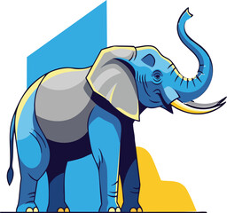 elephant vector icon, elegant blue