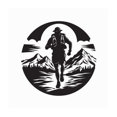 Ultra Trail Mountain Silhouette for Adventure, Hiking and Outdoor Sports