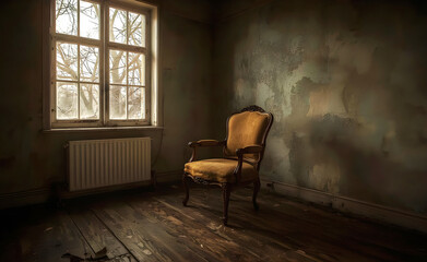 Fototapeta premium Abandoned Room With Chair